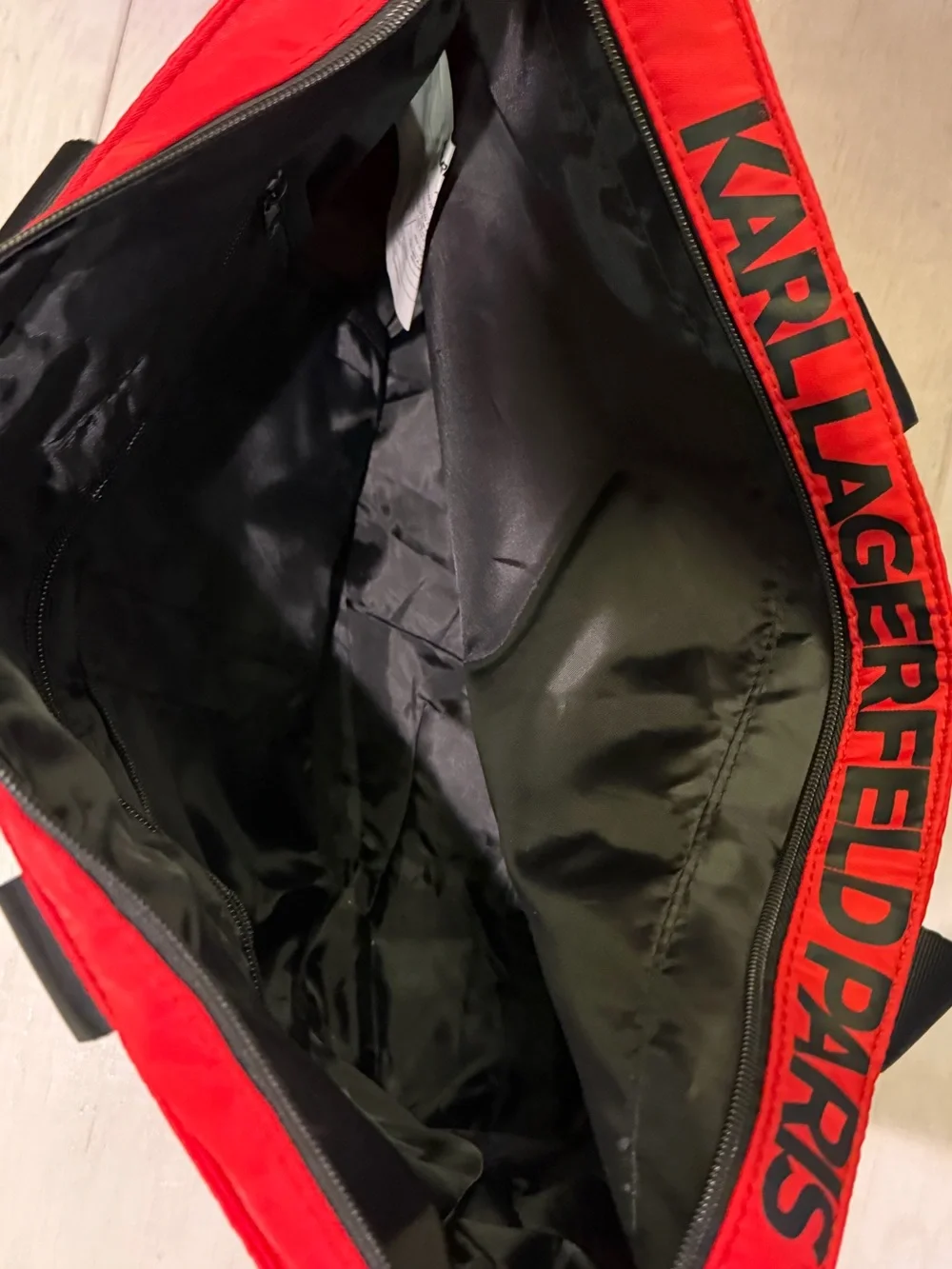 Karl Lagerfeld Paris Amour Tote Red/Black/Multi 14.75” x 14.25” x 6” +Strap NWOT